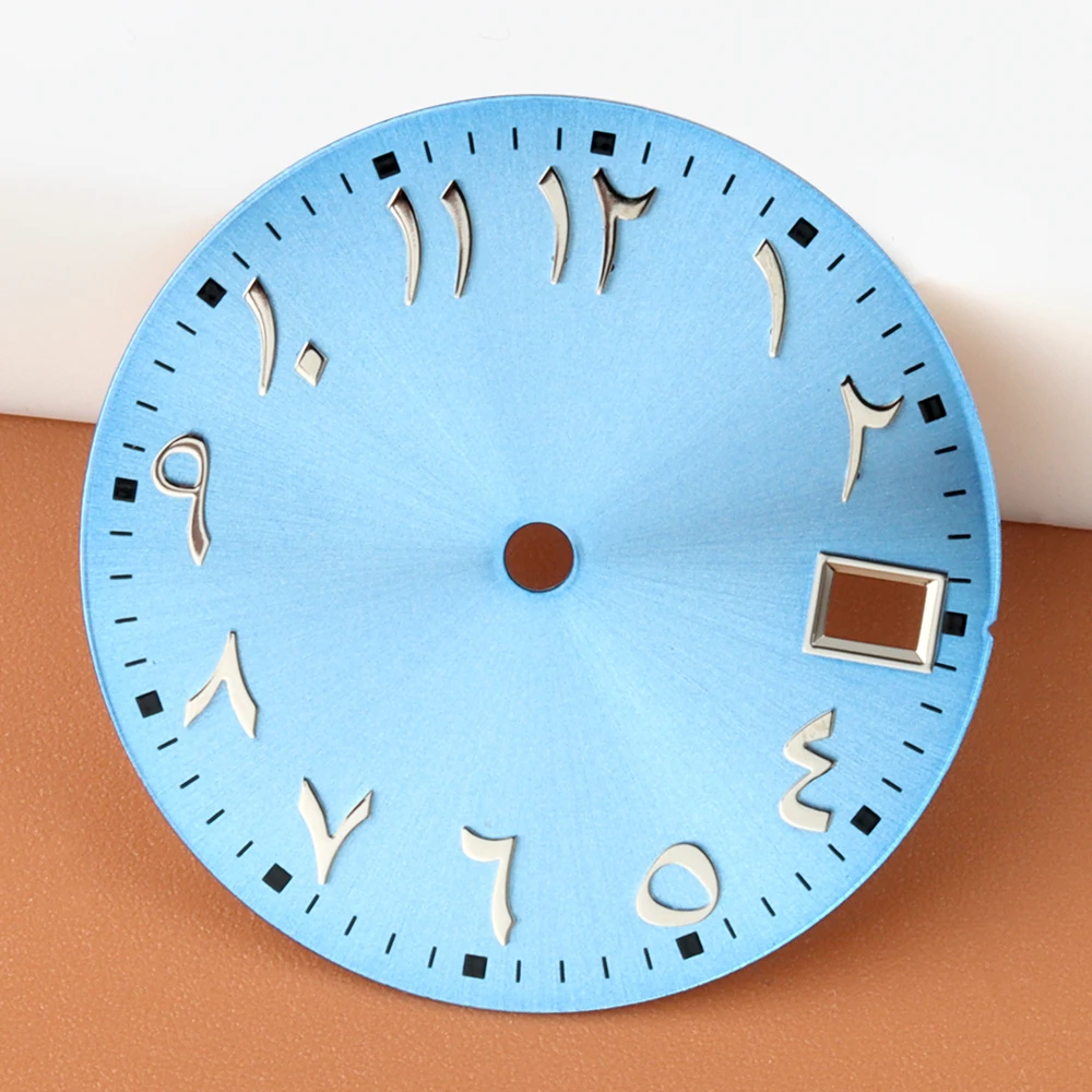 

New Arabic NH35 Dial 28.5mm Blue Arabic Numerals Watch Dial 316L Steel For NH35 NH36 Movement Watch Accessories Replacement