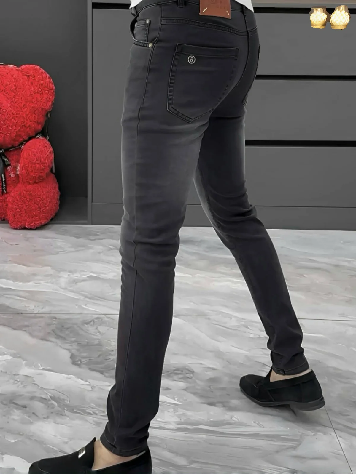 

Slim Fit Straight Leg Men's Jeans Sli Personali Casual Wear Resistant Modern Sle mid Waist Long Pants for Youth