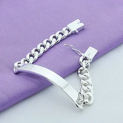 Men's Bracelet Fashion 925 Sterling Silver Jewelry Classic 10mm 20cm Link Chain Bracelet For Women High Quality Party Gift