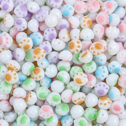 20pcs 11mm Kawaii Cartoon Cute Cat Paw Shaped Acrylic Beads for Jewelry Making DIY Handmade Bracelet Phone Chain Accessories