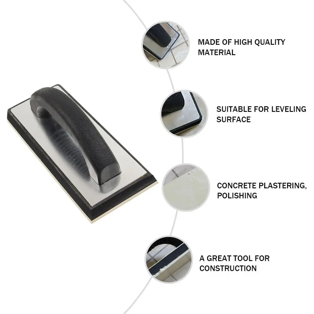 Ergonomic Plastic Handle Non Stick Gum Rubber Base Plastering Pad for Surface Leveling Concrete Plaster Polishing Mud Prep