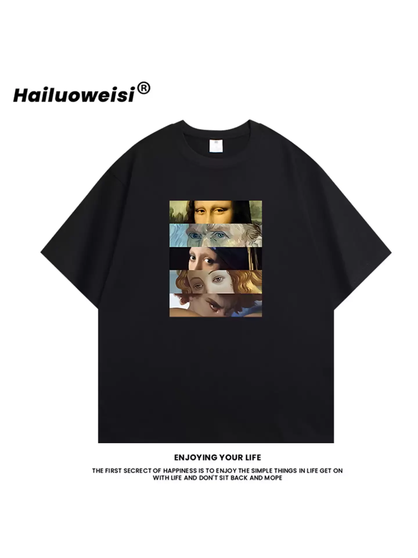 New Summer Unisex Pure Cotton Loose T-Shirt Featuring Famous Artworks with Gaze-Focused Designs – Trendy & Fun Style