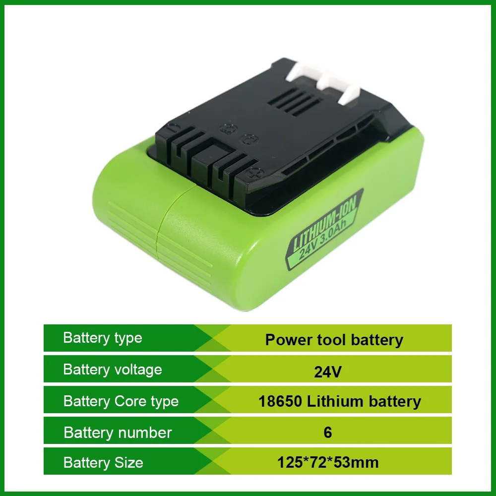 

24V 2500mAh 2.5Ah Li-ion Replacement Battery G24B2-green ,for Greenworks ALL devices of 24V tools 29842 29852 BAG708 29322 21342