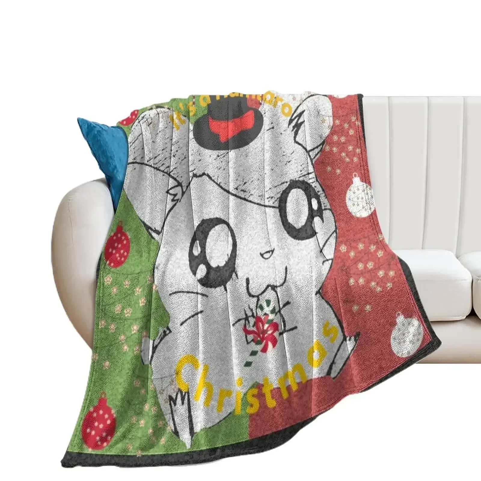 

Its a Hamtaro Christmas Throw Blanket Soft Plaid Sofa for winter Blankets