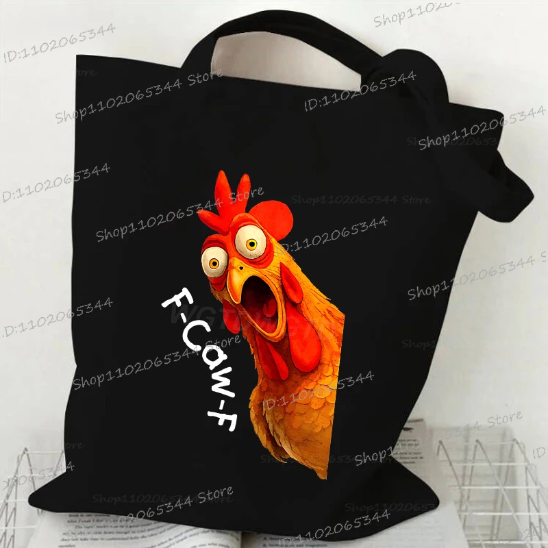 F-CAW-F poulet toile sac fourre-tout Harajuku Animal femmes hommes grande capacité sac à provisions F-CAW-F poulet sac à bandoulière 2025 nouveau