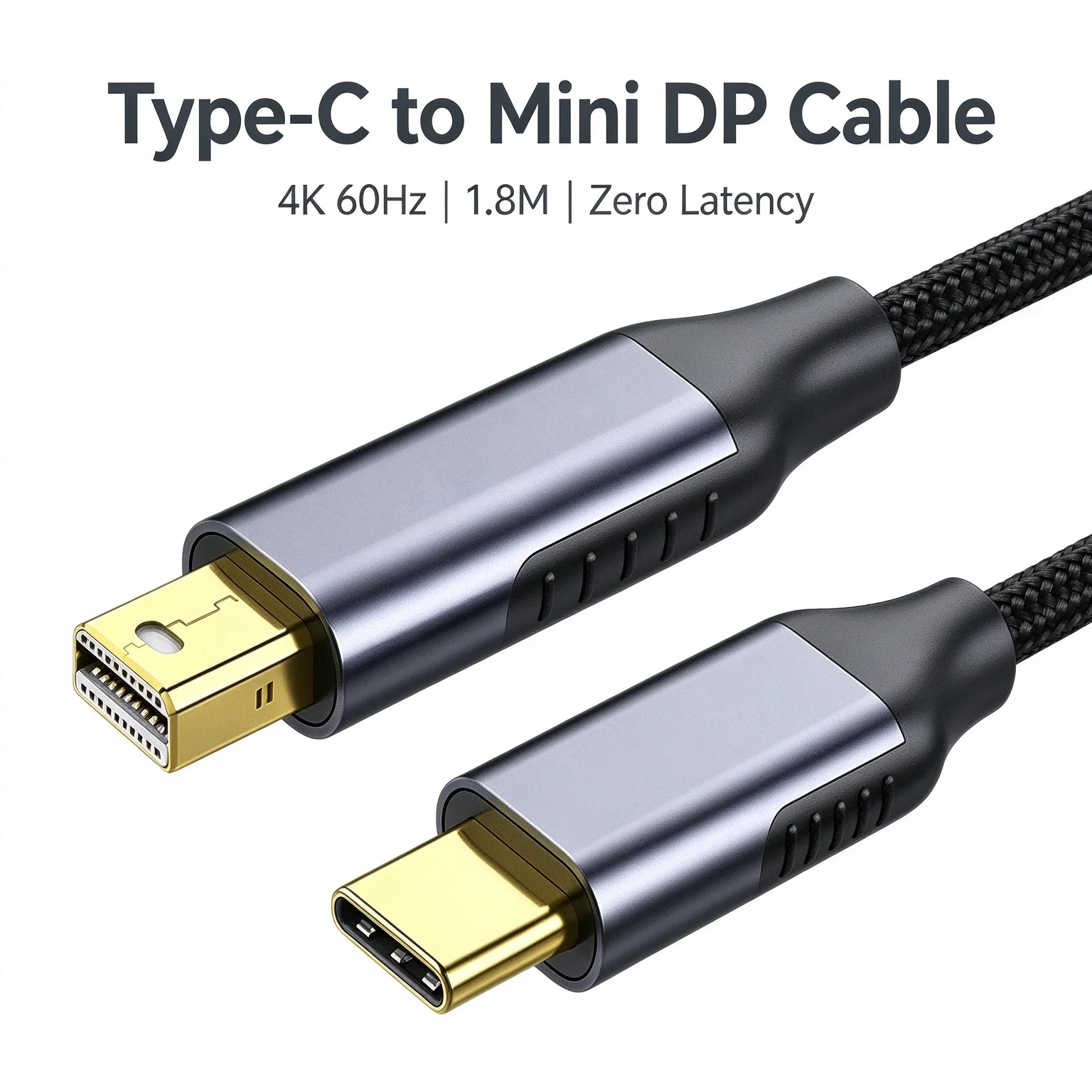 Type-C to Mini DP Cable 4K 60Hz, USB C to Mini DisplayPort Converter for Laptop Phone to Monitor TV Projector, 1.8M