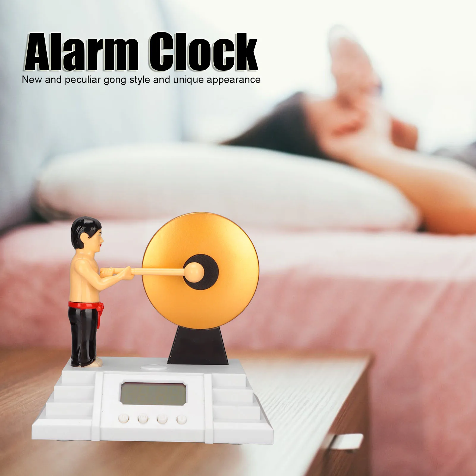 New Creative Beat A Gong Alarm Clock Novelty Funny Bedroom Mute Desktop Lazy Sleep Spoof Gong Alarm Clock Toy Halloween Gifts