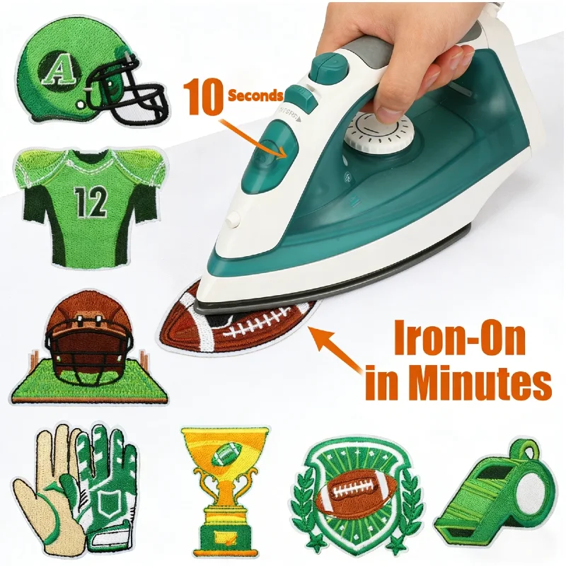 10/12PCS  Wholesale Embroidery Patches Rugby Theme Cloth Rugby Badge Candle Badge Boy Rugby Jersey Ironing Patches for Clothing