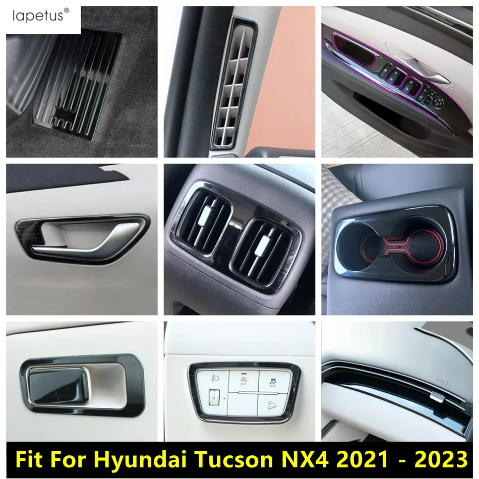 

Rest Pedal Panel / Rear Box Air Vent / Glove Box Sequins / Water Cup Cover Trim Accessories For Hyundai Tucson NX4 2021 - 2023