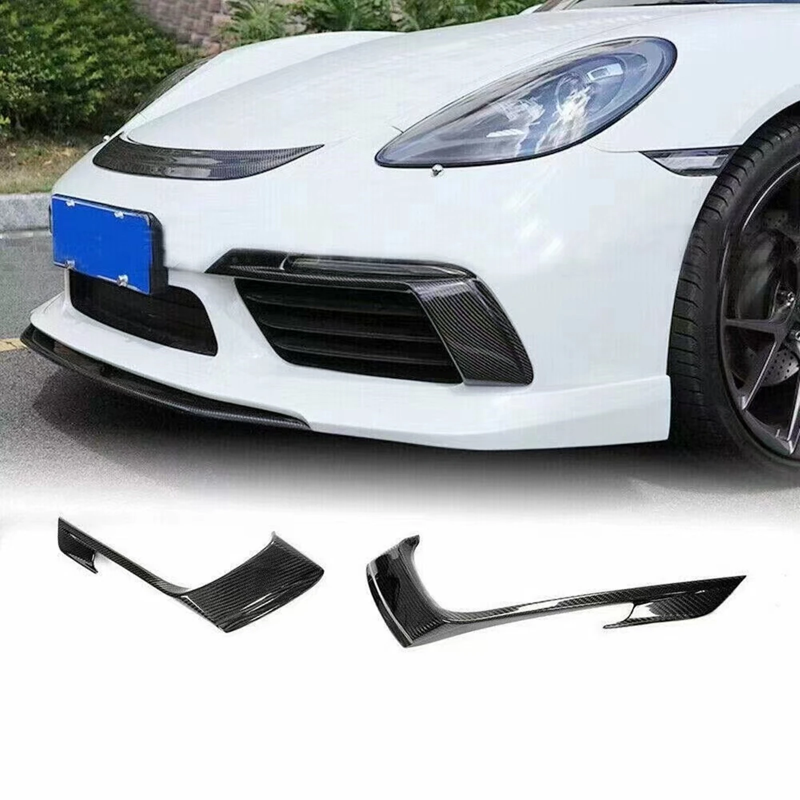 Front Fog Light Air Vent Trim Intake Cover For Porsche 718 Boxster Cayman 982 Coupe Convertible 2016-2019