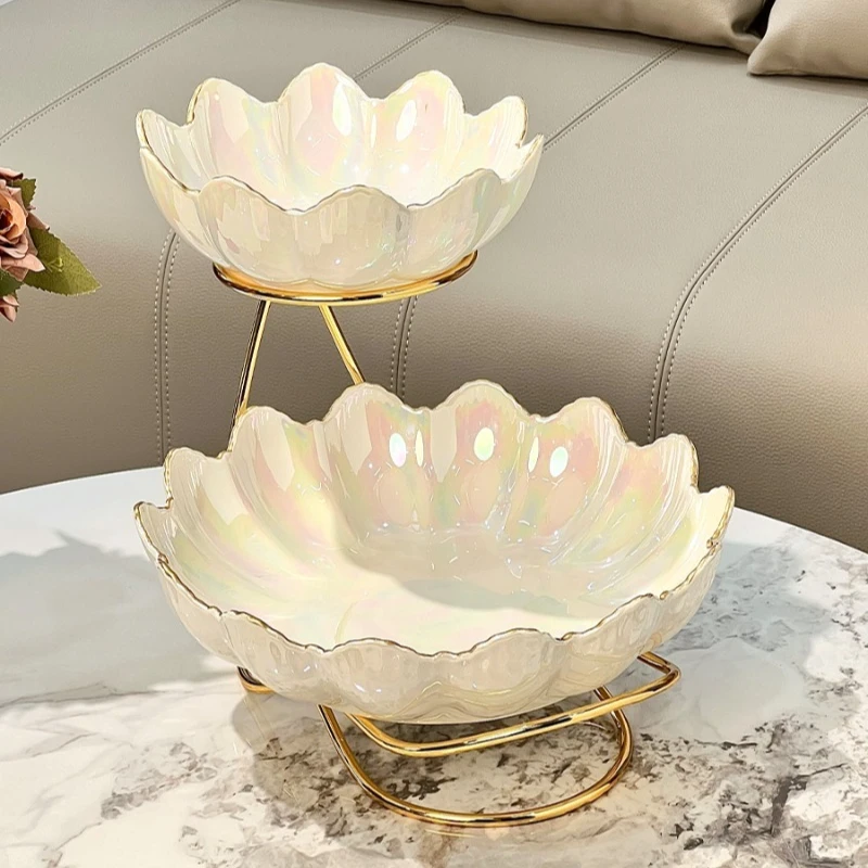 light luxury high-end plate, coffee table fruit plate, high-end fruit plate, home living room snack multi-layer
