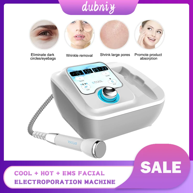 Portable DCool 3 in 1 Cryo Electroporation Cold Hot EMS Therapy Face Lifting Machine For Skin Tightening Anti Puffiness Facial