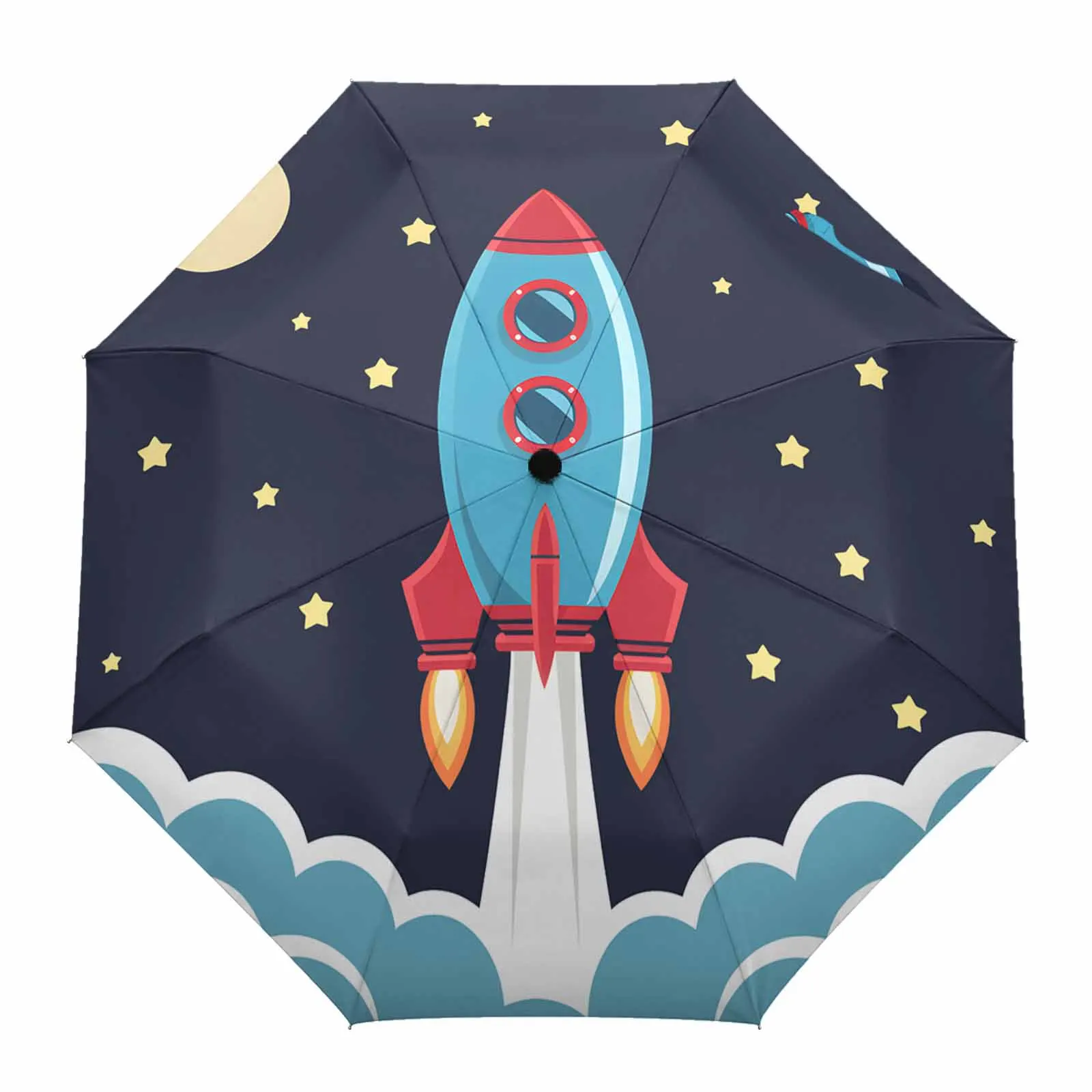 

Мультфильм Ракета Звезды Луна Облака Детский Креативный Автоматический Складной Зонт Дождь Женский Ветрозащитный Зонтик Parapluie