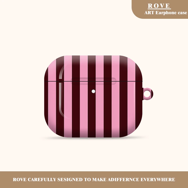 Pink & Burgundy Vertical Stripesfor Apple Airpods Pro 3 Earphone Case Gloss Protection Cover Case for Airpods 2 3 4 Film Case