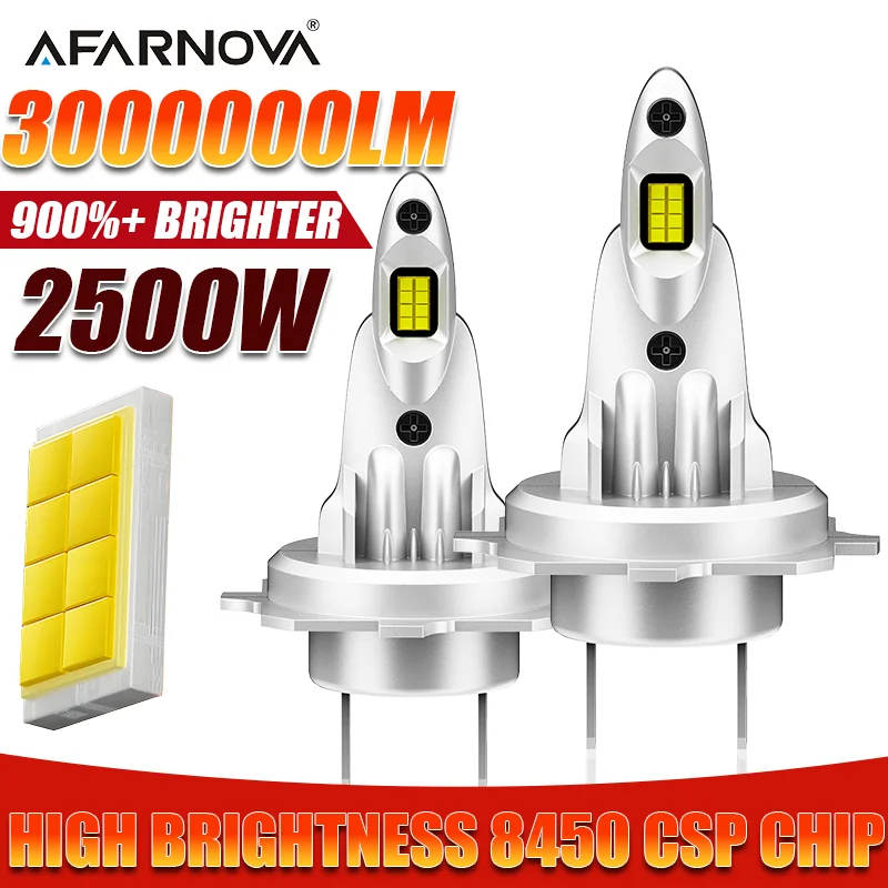 

H7 H1 LED Headlights 2500W Canbus No Error LED Auto Fog Lamps CSP Chip High Low Beam Wireless 1:1 Size LED Bulbs Plug& Play 12V