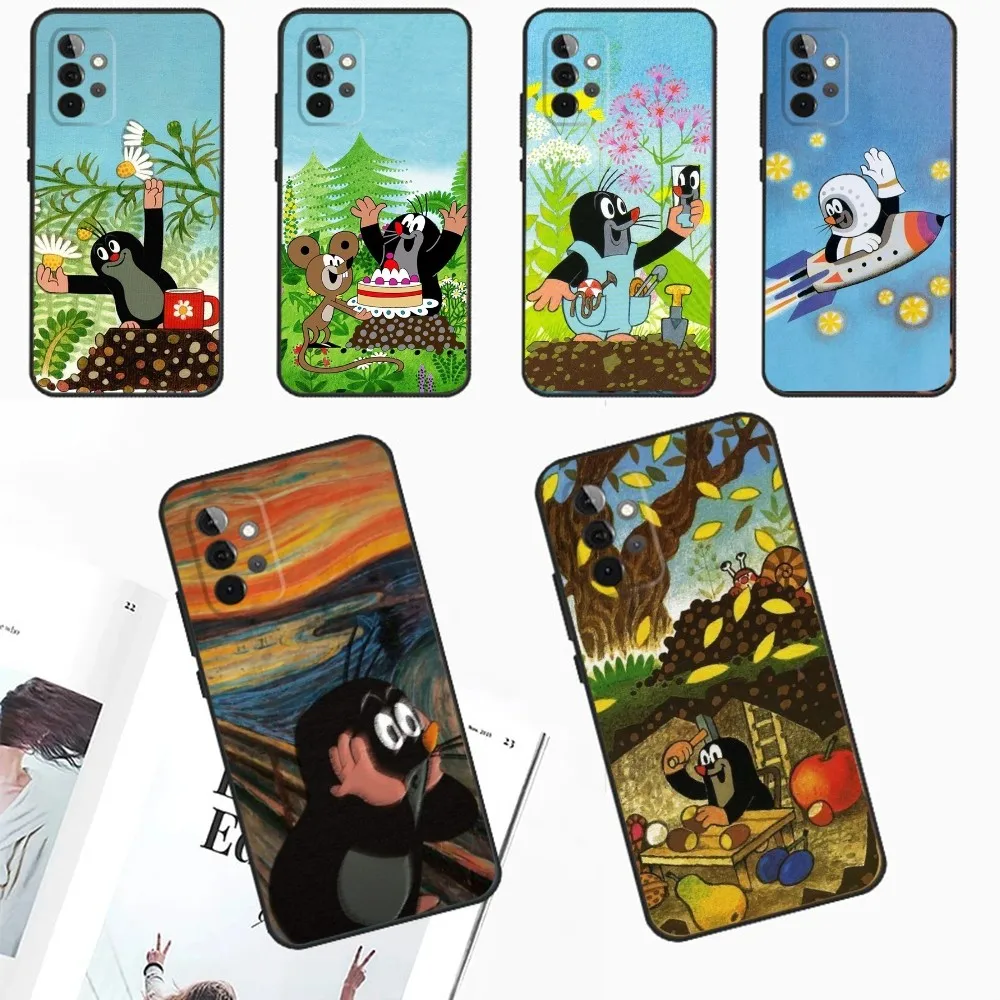 Cartoon Little M-Mole Phone Case For Samsung Galaxy A13,A21s,A22,A31,A32,A52,A53,A71,A80,A91 Soft Black Phone Cover