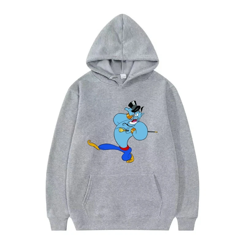 Bluza damska z kapturem Disney Aladdin, wzór z kreskówki, sportowa, biała, luźna, wiosenna, tania, męska bluza dresowa
