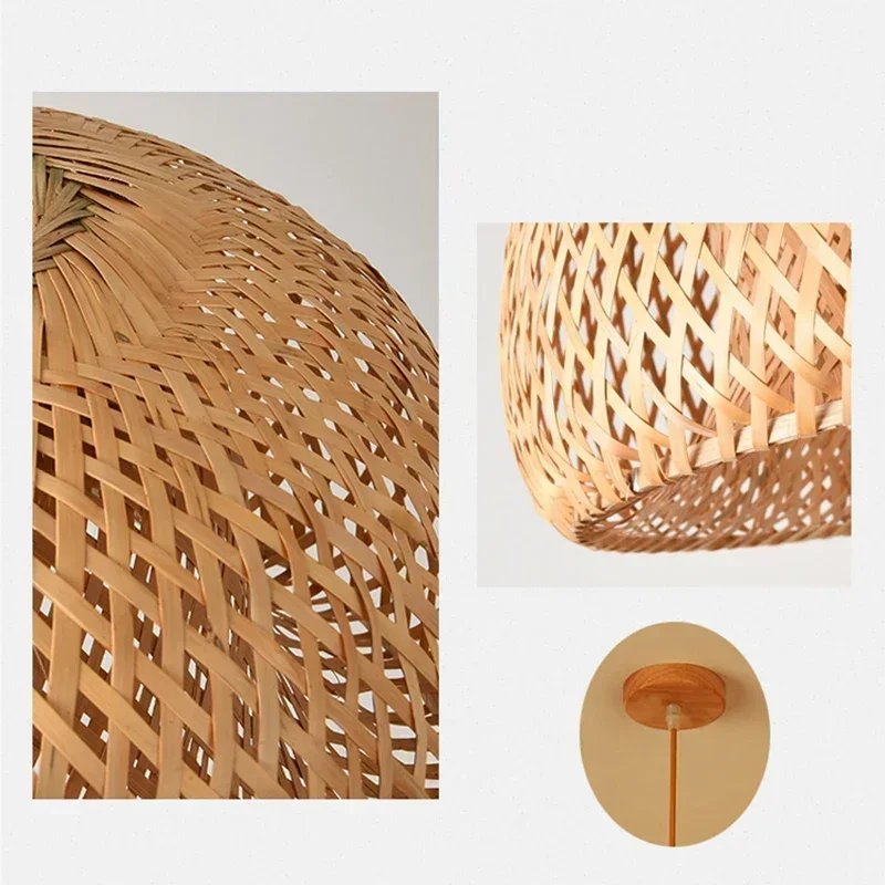 Hot Sale Bamboo Pendant Lamp Restaurant Bamboo Vine Lampshade Chandeliers Pendant Lights HandmadeNatural Rattan Wicker E27 LED