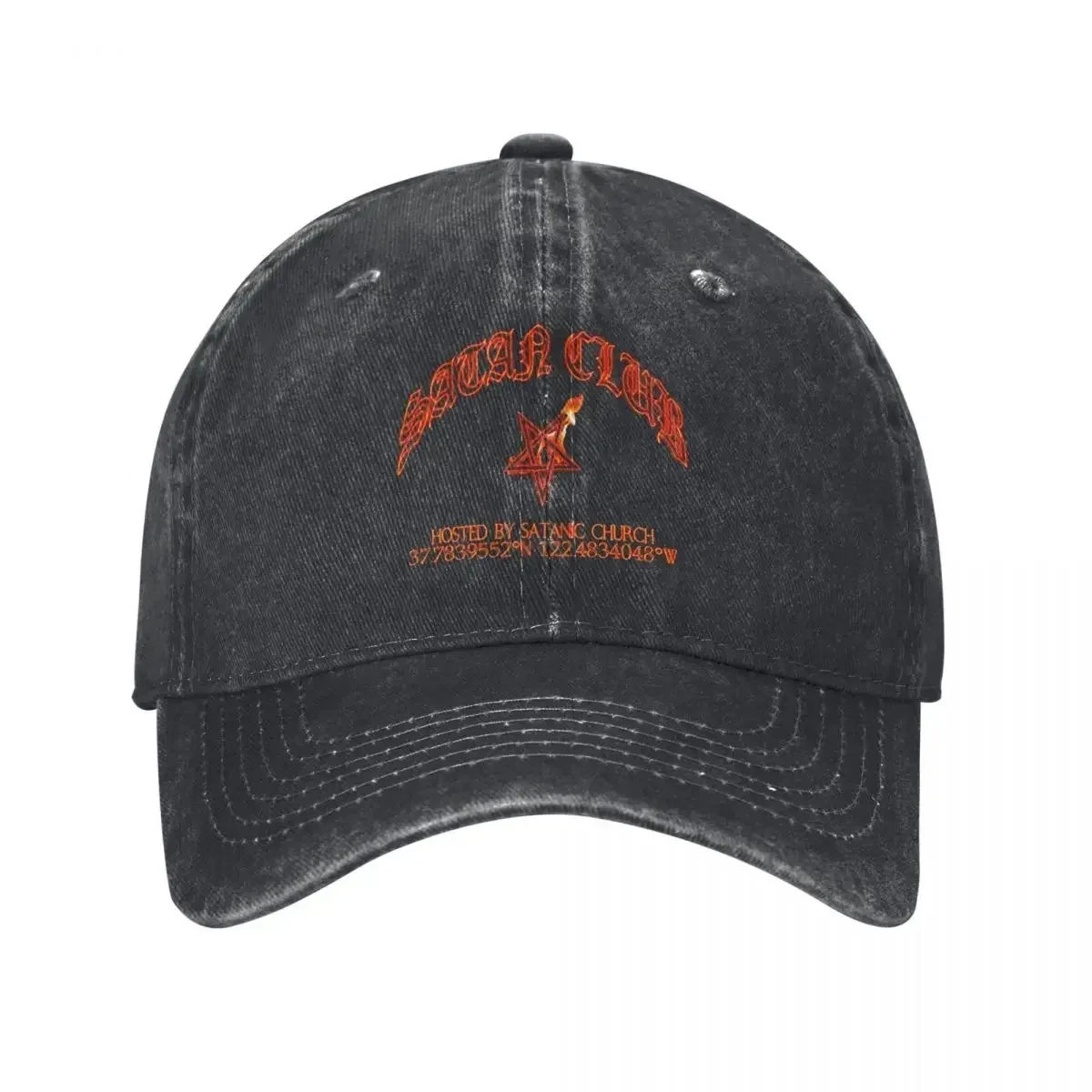 New Vintage Satan Club Baseball Cap Men Women Distressed Washed Sun Cap Goth Funny Gothic Outdoor All Seasons Travel Soft Caps H