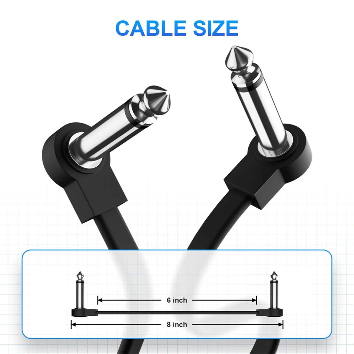 B03B-6 Pack 6 Inch Guitar Patch Cable, Instrument Guitar Pedal Cable Right Angle Flat Patch Cable