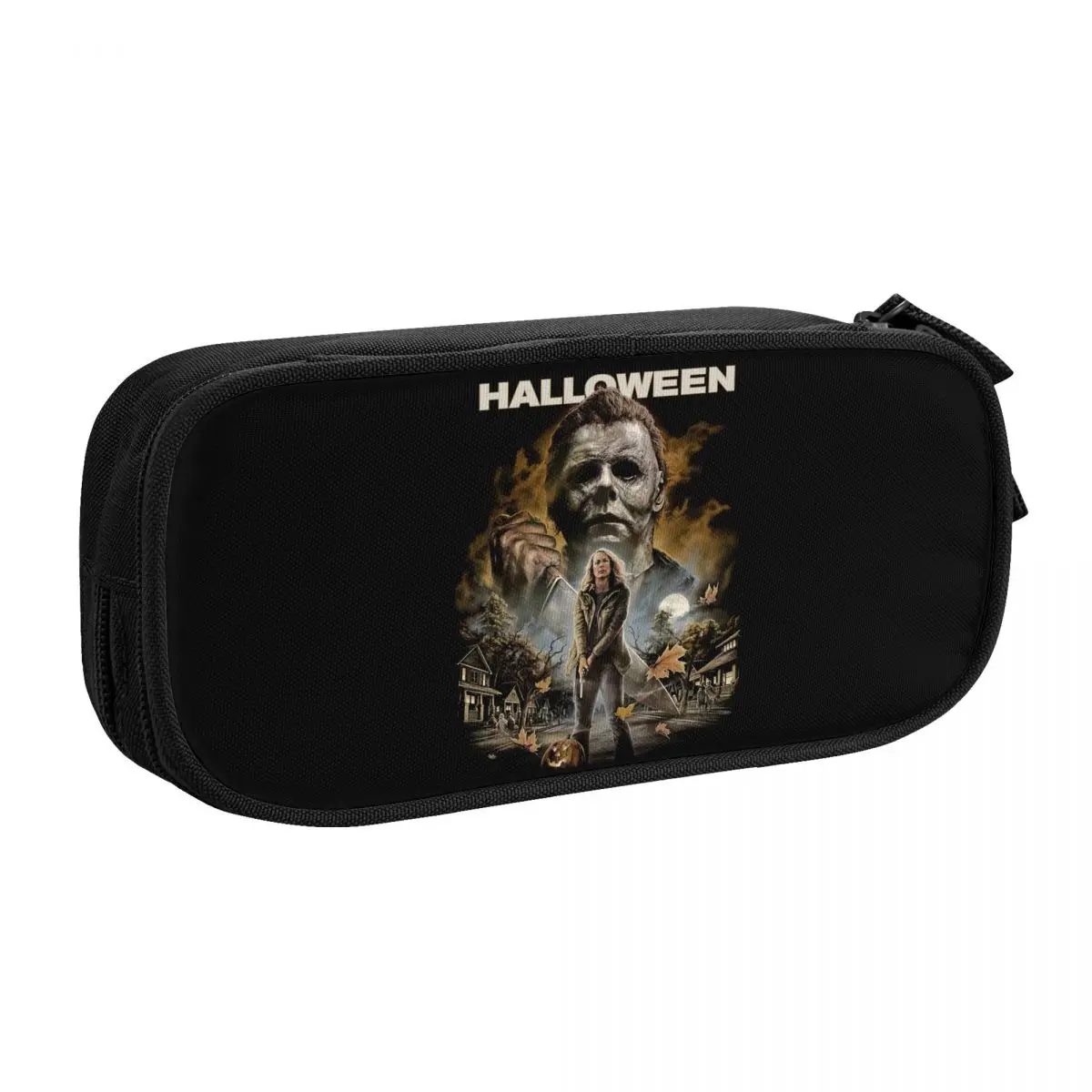 Custom Michael Myers Pencil Cases for Girls Boys Large Storage Halloween Horror Movie Pen Bag Box School Supplies