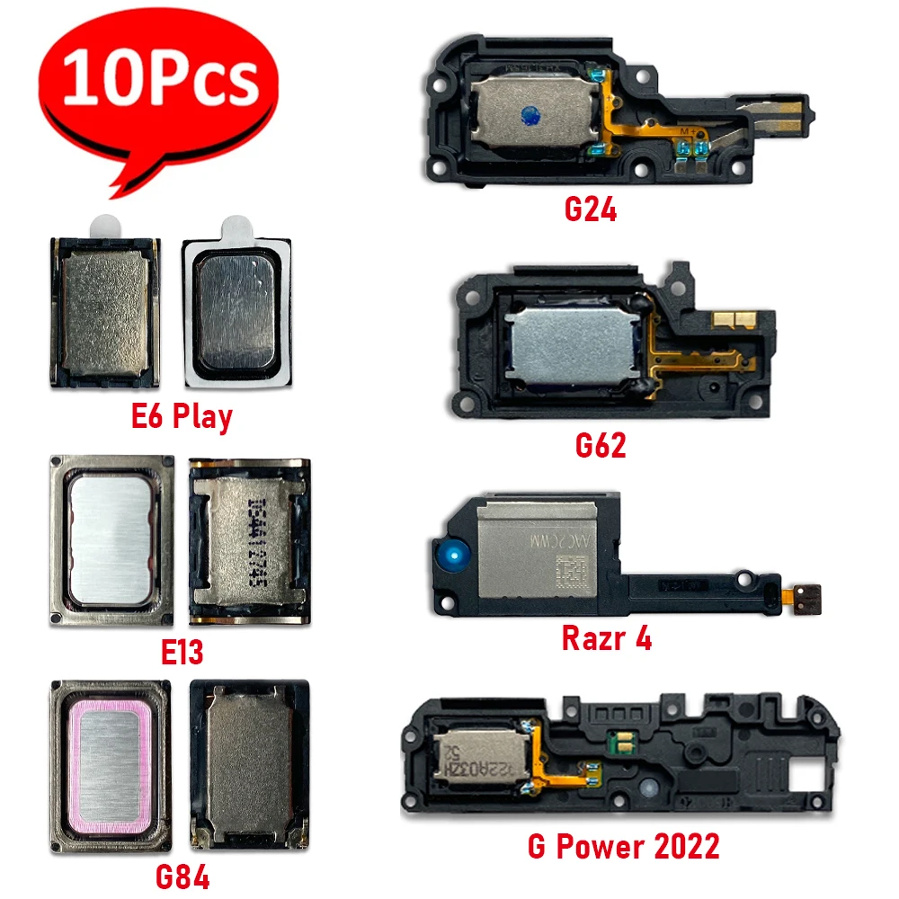 10Pcs，Buzzer Ringer Loud Speaker Loudspeaker Flex Cable Ribbon For Moto G84 E6 Play E13 G Power 2022 2021 G24 G62 Razr 40 Ultra