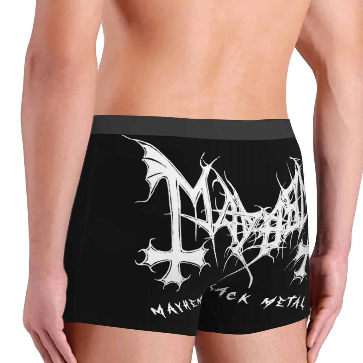 Men\'s Mayhem Black Metal Band Boxer Shorts Panties Soft Underwear Homme Sexy Plus Size Underpants