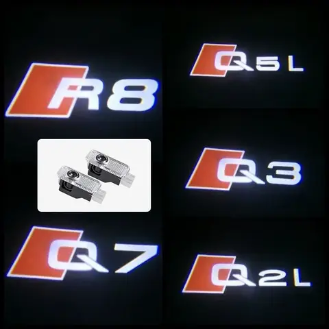 범용 LED 도어 프로젝터 라이트(2/4개) - Audi A 시리즈 및 Q5/Q7/Q8 환영 램프용 S-Line 고스트 로고