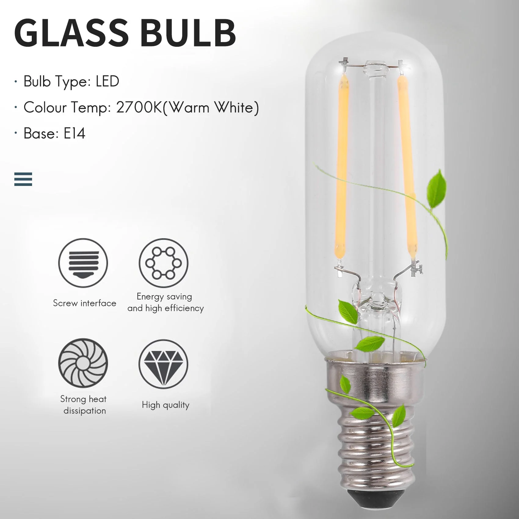 Extractor de campana de Cocina LED, Bombilla de ventilador, Blanco cálido, E14, 3W, 2 uds.