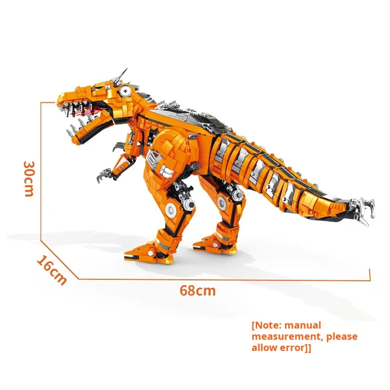 Jurassic Era Mechanical Tyrannosaurus Rex Building Block 611014 2065Pcs Puzzle Glowing Dinosaur Model Moc Birthday Gift Bricks