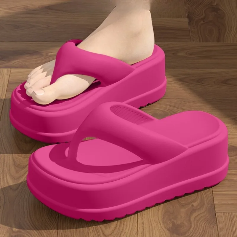 

YNPO Chunky Platform Flip Flops Women 2026 Summer High Heels Clip Toe Slides Woman Comfy Soft Thick Bottom Beach Sandals Female