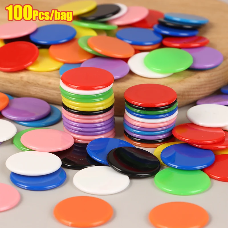 100 Fichas de Póker de Plástico de 2.5cm, Juguetes Educativos Montessori de Matemáticas, Marcadores de Bingo, Fichas para Fiestas Familiares y Clubes, 10 Colores