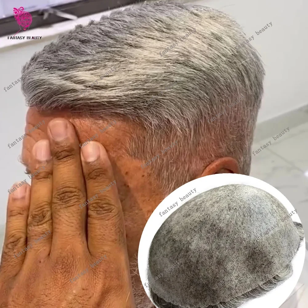

Невидимый ультратонкий парик-протез из полиуретана 1B65 1B80, серый, для мужчин, суперпрочный, для пожилых мужчин, коричневый, из натуральных человеческих волос, с естественной линией роста волос