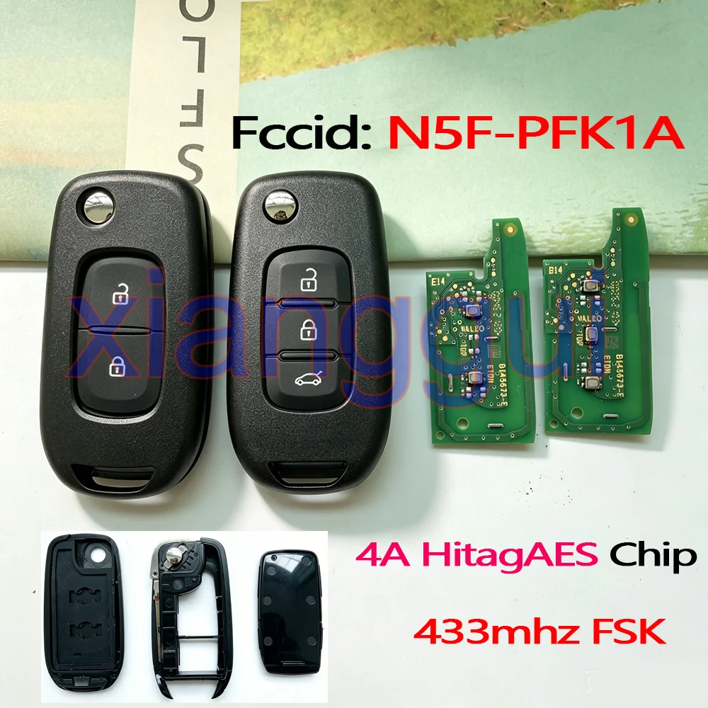 433mhz N5F-PFK1A 4A HitagAES Chip Car Remote Key for Renault Lodgy DUZ Megane 3 Logan 2 Kadjar Captur Symbol Dacia Duster