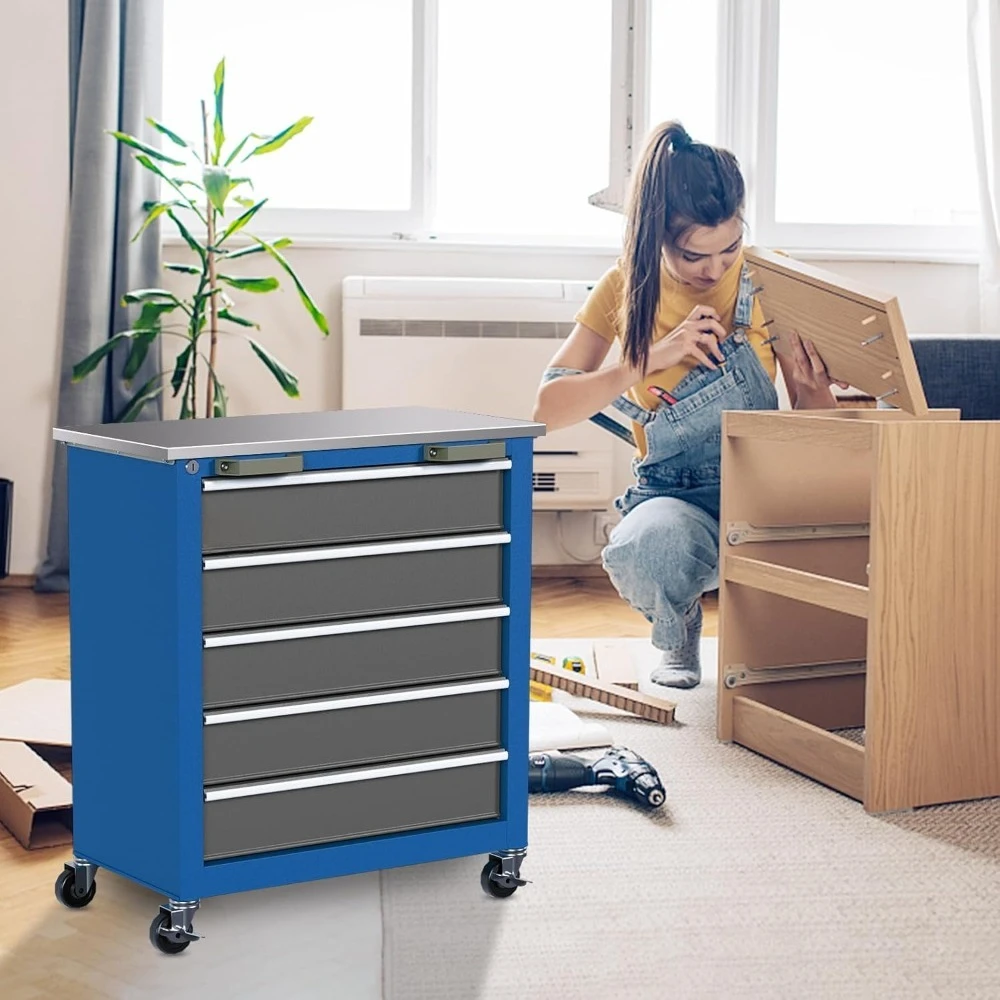 

Rolling Tool Chest,Tool Cabinet on Wheels with Keyed Locking System and Drawer Liners,Tool Chest with Link Buckle