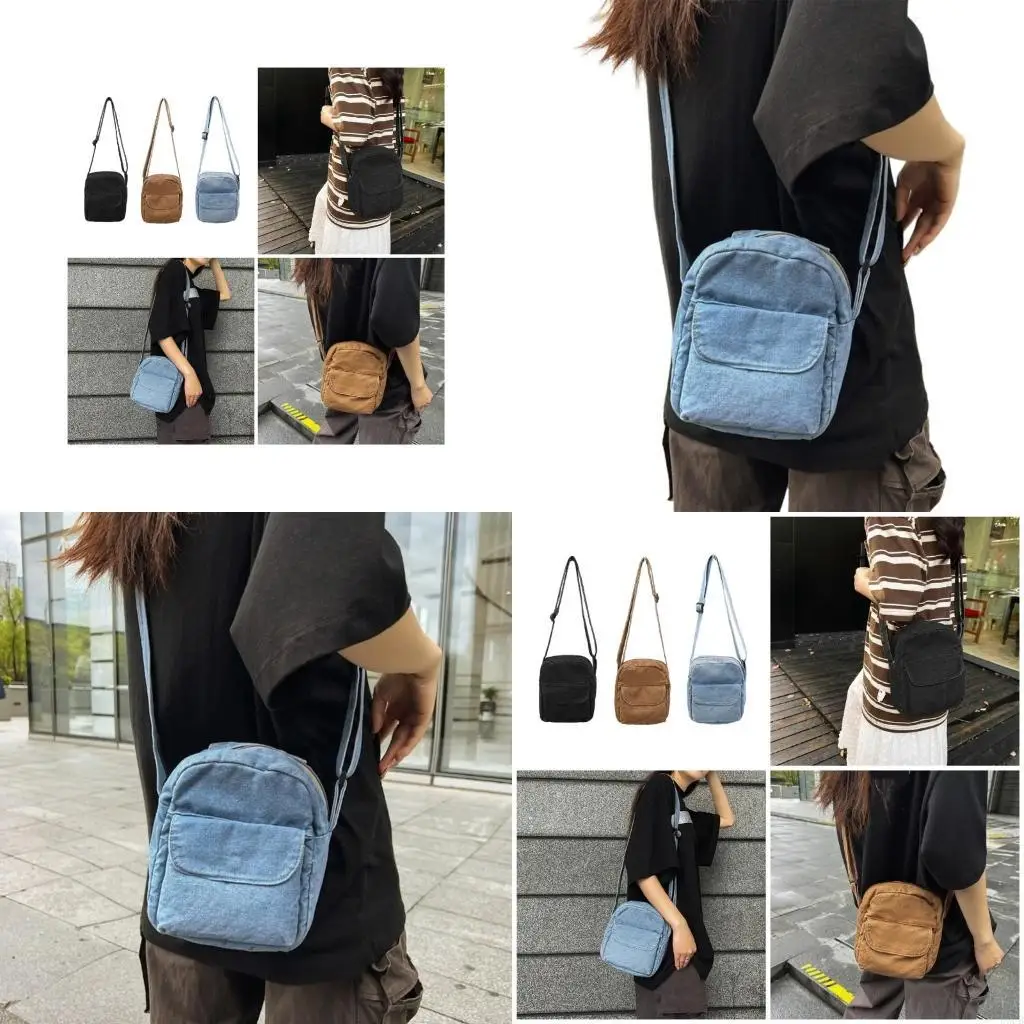 

Vintage Washed Denims Crossbody Bag Mobile Holder Bag Compact Travel Small Shoulder Bag Purse for Women and Men