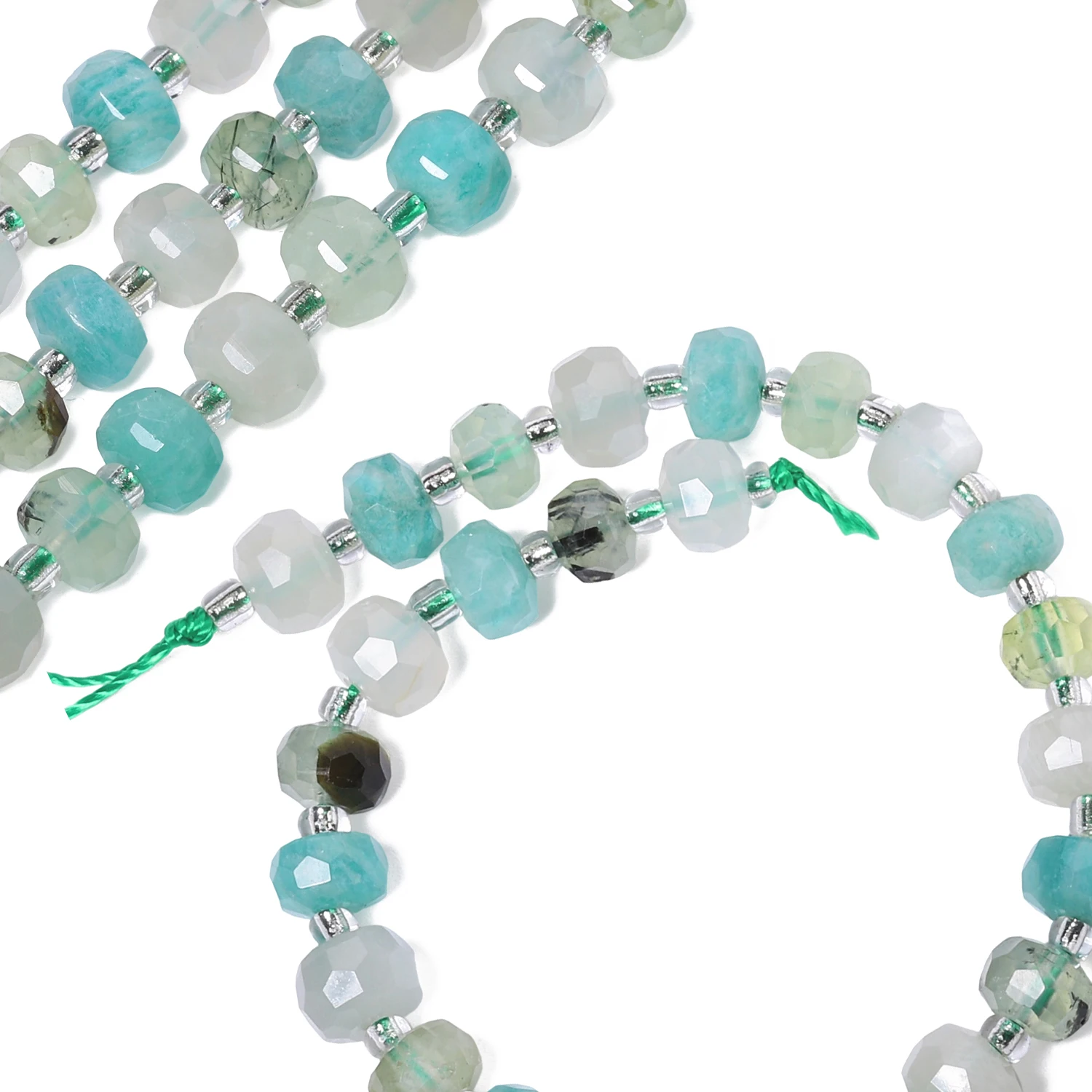 AAA+ Facettierte Rondell-Perlen aus Naturstein: Amazonit, Mondstein, Prehnit – Ideal für DIY-Schmuck und Armbänder
