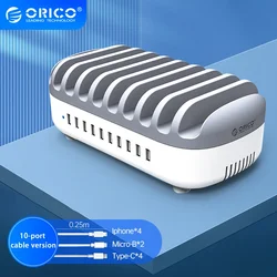 ORICO Multi Ports USB Charging Station Dock PD120W 5V 2.4A USB Fast Charger for iPhone Samsung Xiaomi Home Office Bar Tablet