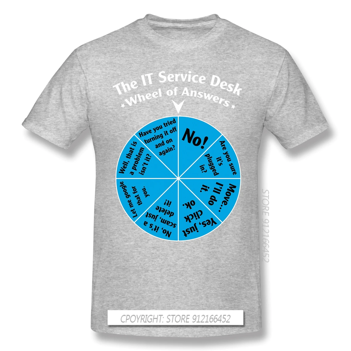 The IT Service Desk Wheel Of Answers T Shirt Men Clothes Hot Sale Linux Computer Operating System Geek Tees Shirt