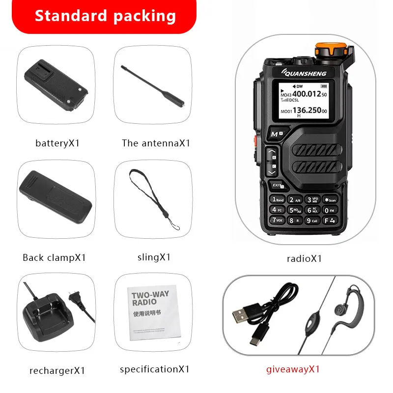 Imagem -05 - Quansheng-portátil uv k5 Walkie Talkie Radio Radioamador Dois Sentidos Rádio em Dois Sentidos Conjunto de Estação sem Fio Receptor de Longo Alcance