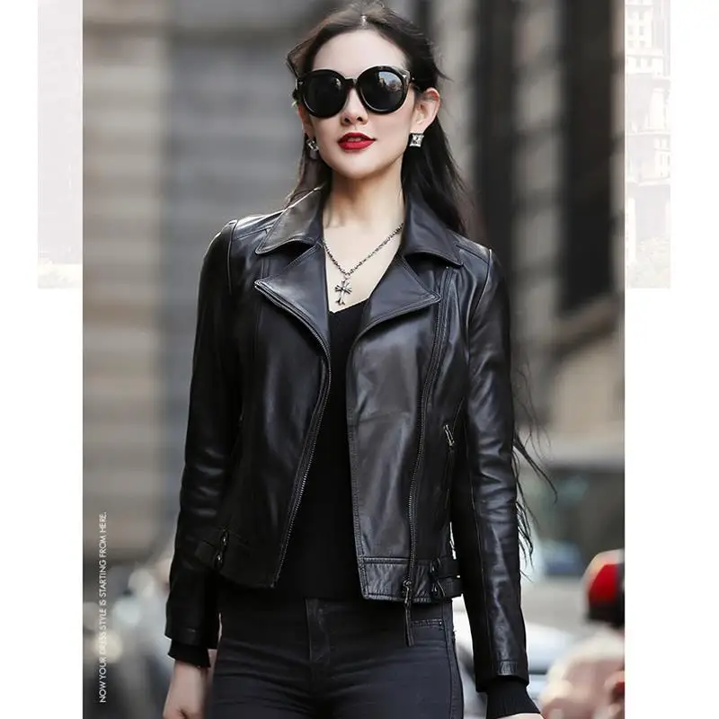 6XL Large Size Short Leather Jacket 2024 New Women Spring Autumn Slim Motorcycle Jacket Lapel Zipper Female Faux Leather Coat