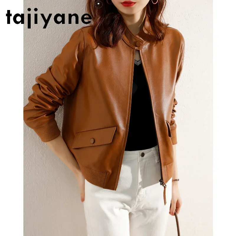 

Tajiyane Real Sheepskin Coat Female Leather Jacket Short Motorcycle Women Coats Spring Fashion Clothes Casaco Feminino HLY01