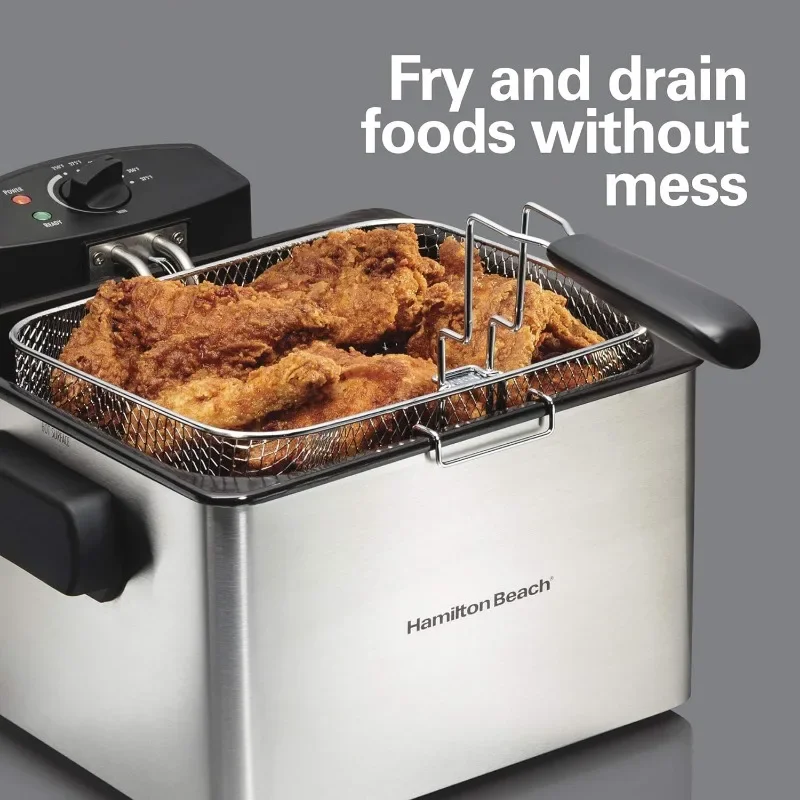 HAOYUNMA-Friteuse électrique de style professionnel, panier de friture XL, couvercle avec fenêtre de vue, 1800 Watts, capacité d'huile de 5 litres