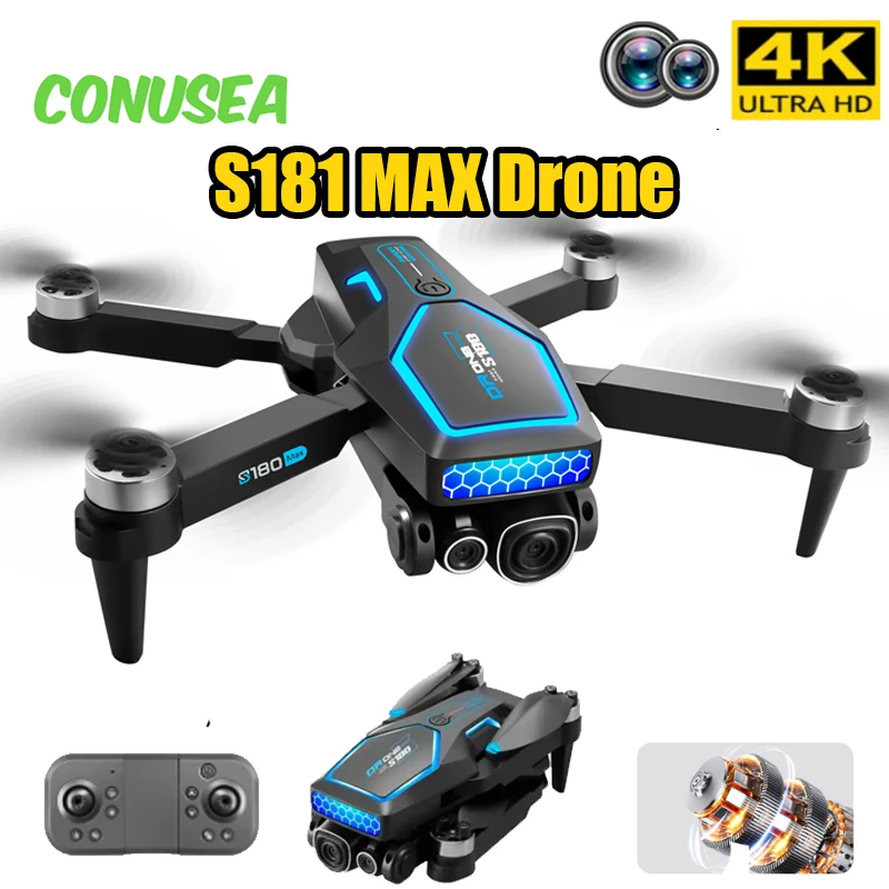 S180 Max Brushless Racing Drone with 4K Camera HD Obstacle Avoidance WIFI FPV Quadcopter  Optical Flow Positioning Helicopter