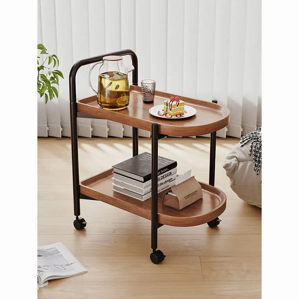 Mobile small coffee table, small cart, living room, sofa side table, mini table storage rack with wheels, Nordic picnic cart