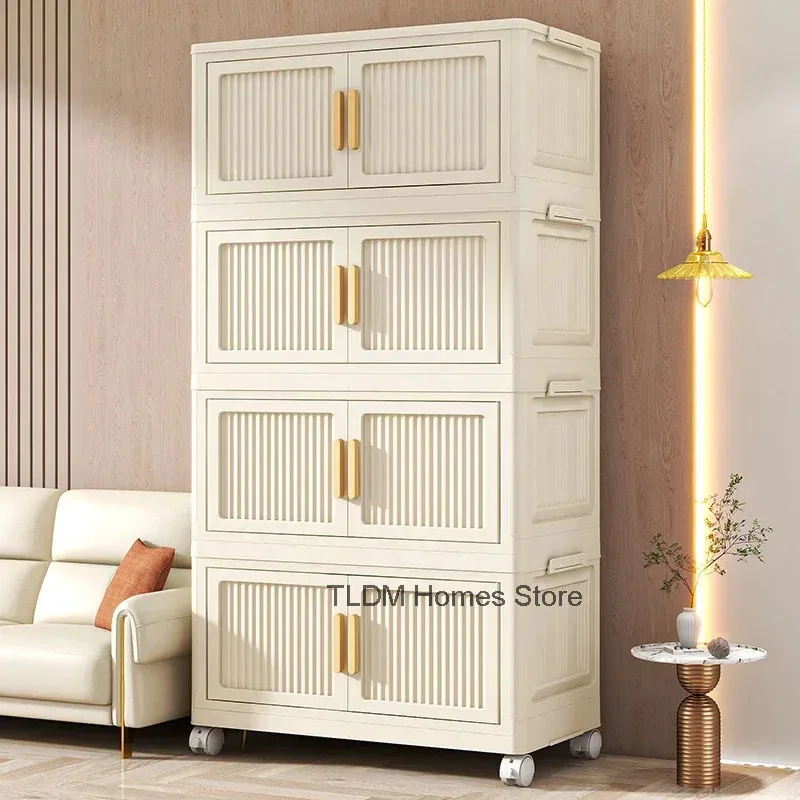 Nordic Minimalist Wardrobes Closet Home Storage Locker Multi-functional Floor Bedroom Furniture Free Installation Clothes Closet