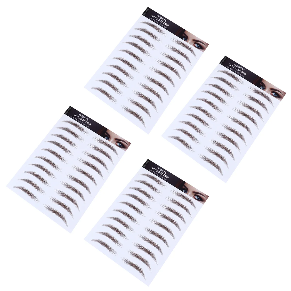 4 Pcs Eyebrow Stickers Fake False Eyebrows Cosmetics Transfer Eyelashes Artificial with Soy Ink Stencils