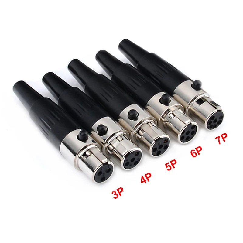 2PCS Mini XLR 3/4/5/6/7 Pins Female Plug Small XLR Audio Microphone Connector MIC for Cable Soldering Straight