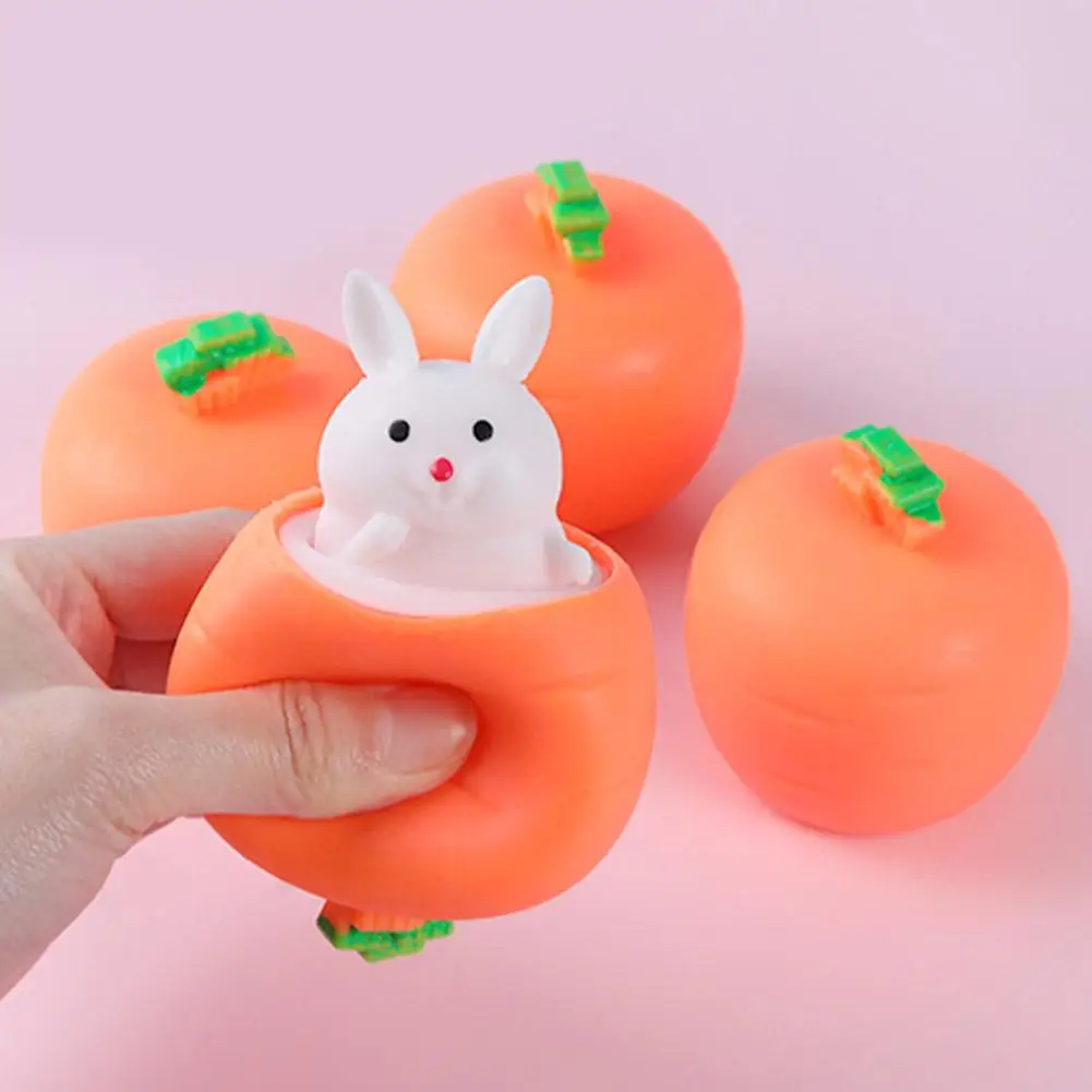 Random 1pcs Squishy Carrot Rabbit Squeeze Telescopic Toys Kids Radish Rabbit Cup Pinch Music Toy Creative Stress Relief Gift