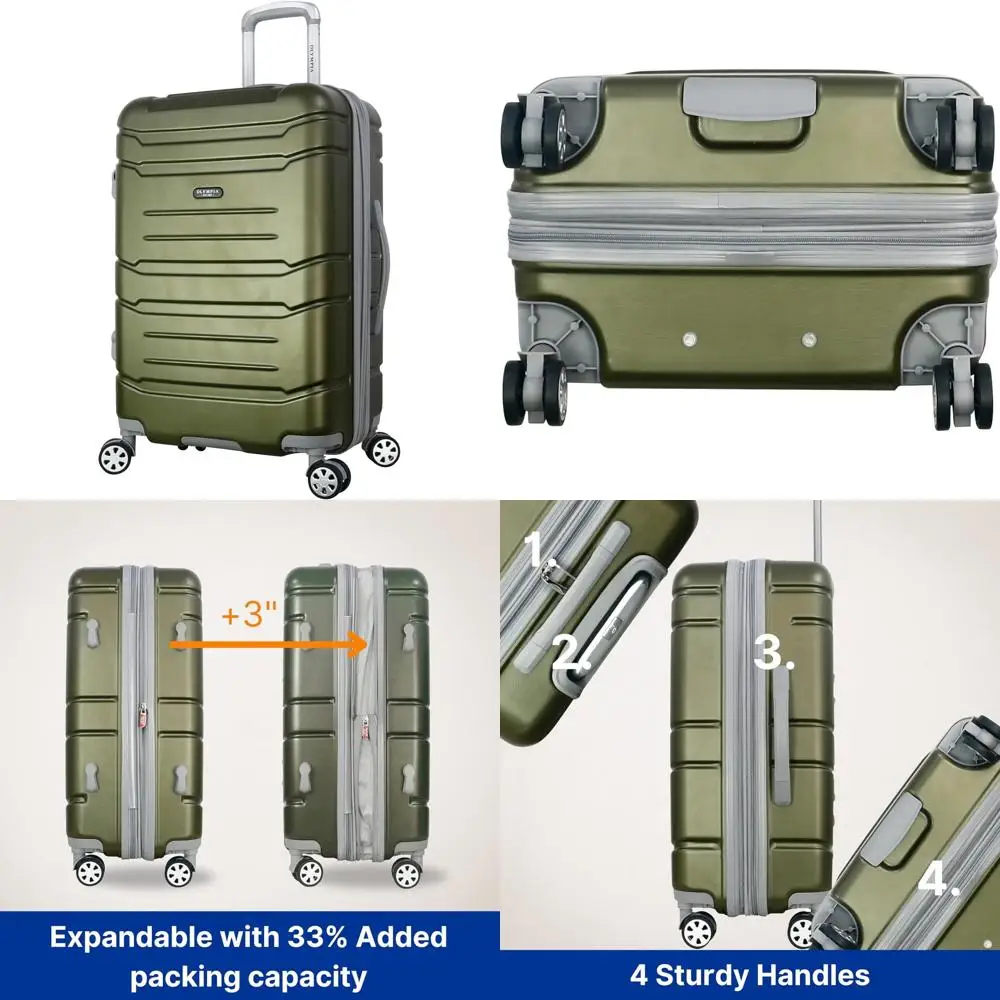Lightweight 22 Inch Expandable Hardside Spinner Luggage with Lock, Carry-On Suitcase for Travel, USA Denmark Design